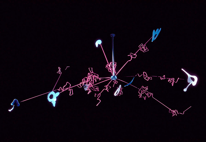 Neural elements (mobile installation),acrylic plastic, alkyd acrylic enamel, steel spring rod, ball bearings, 78 x 40 x 60 in (WxHxD)